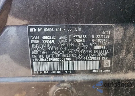 2016 Acura Rlx Tech from USA, damaged, VIN JH4KC1F59GC001700